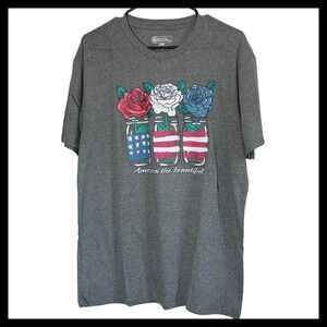 NWOT Pivotal Partners America the Beautiful Graphic T-Shirt Gray Mens Large Rose